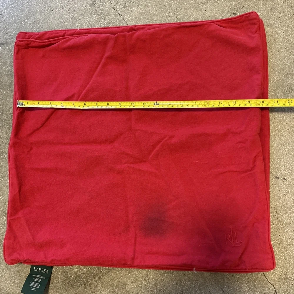 Lauren Ralph Lauren Pillowcase(s)Red Sz21x20' Embroidered Logo Cotton Decorative